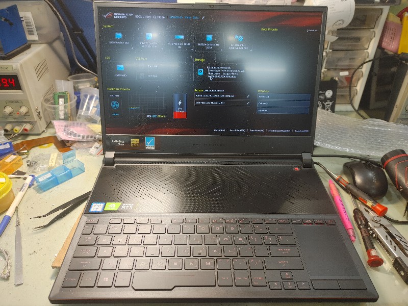 實機修-asus gx531 維修主板 螢幕 電池 鍵盤 不開機 精修筆電故障。有不開機都可來電洽詢。