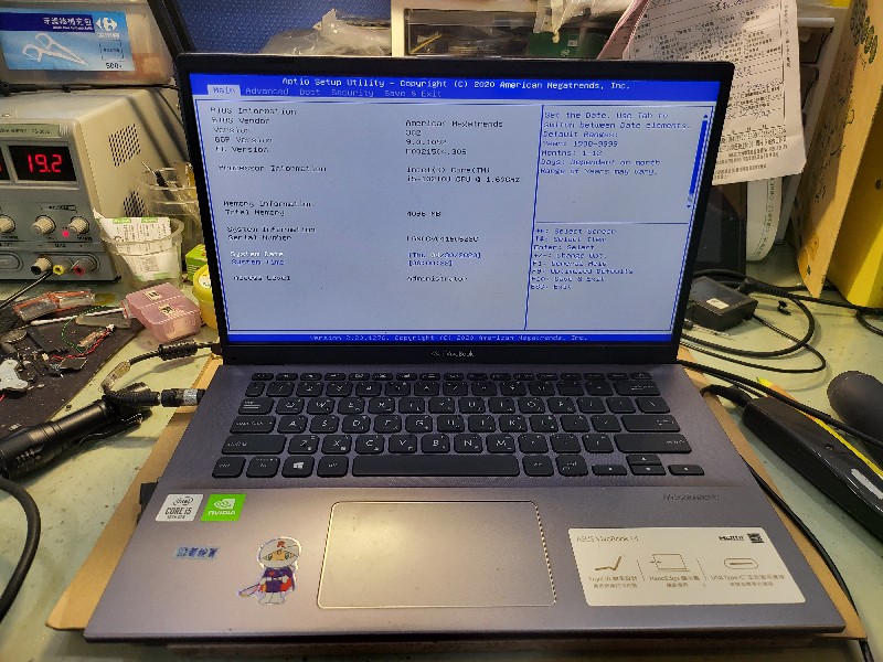 Asus x412f 同行送修，不過電不開機，按電源無反應，拆機檢測機板電源訊號19v正常，再量3v5v結果無電壓，就從3v5v查出，查出5v短路後，現把5v電感拆除，查出是後方電源有問題，前方供電3v5v是好的，在往下後方查出胆電容短路，更換ok開機，要花很多時間查出問題。目前開機測試正常，有同問題都可送來門市維修，可來電洽詢。各廠牌筆電都有修。