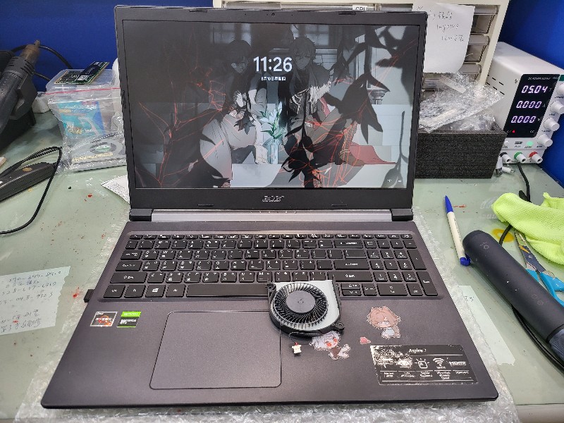 Acer a715-41 客戶送修 風扇異音 轉軸斷裂 清潔風扇重上散熱膏，都有現貨現場安裝ok,有同問題都可送來門市，精修筆電主機板，@nb3c