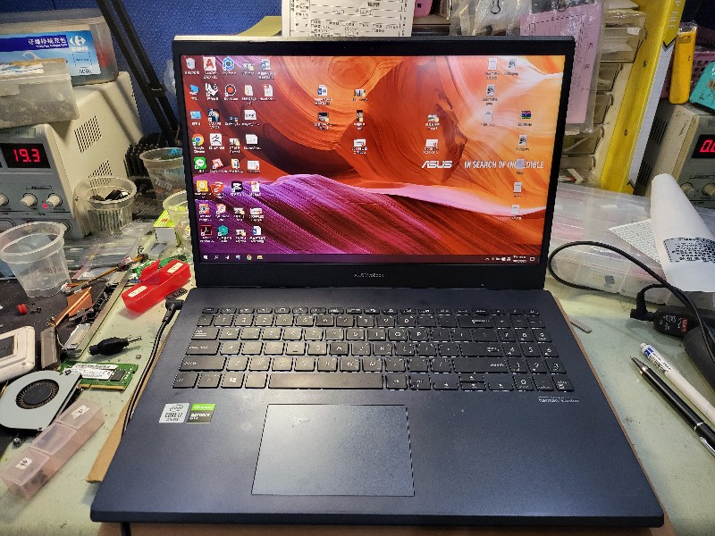 Asus x571li 不開機不過電，維修主機板電源模組ok.同問題都可維修.筆電電腦有任何問題都可來電洽詢.大台中專業主機板維修