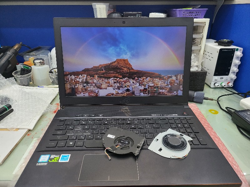 Asus gu501gm客戶送修，風扇有異音，更換風扇正常ok,有現貨可現場更換安裝，同問題都可維修，筆電電腦有任何問題都可來電洽詢。專業主機板維修@nb3c