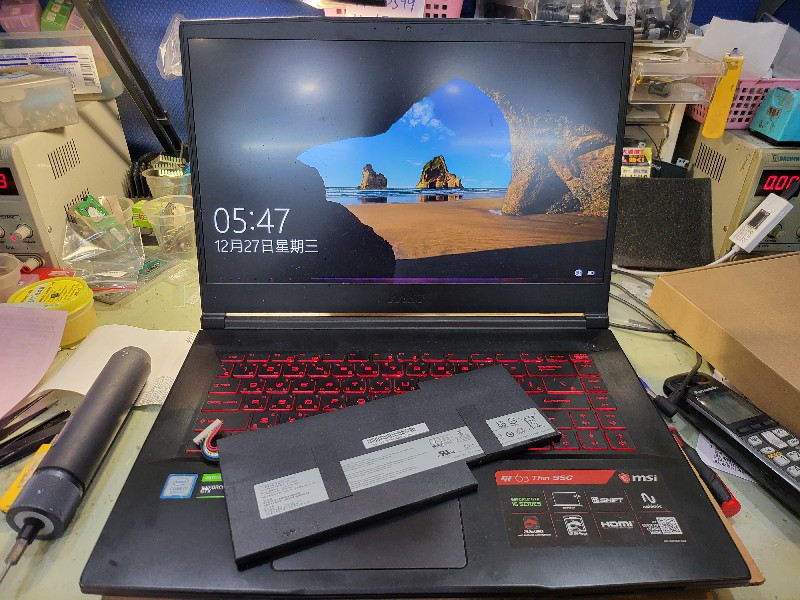 Msi gf63 ms-16r3 不開機不過電 維修主機板電源模組ok.精修各廠筆電主機板.後再更換電池.nb3c大台中筆電維修