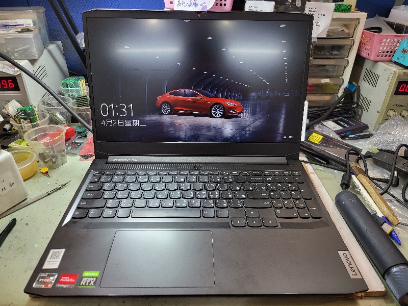 Lenovo ideapad gaming 3 15ach6 客戶換ram不小心短路到主機板導致不開機不顯示，急件當天修好。實機拆解主機板電源模組電源ic開機ok,專業主機板維修nb3c大台中筆電維修。