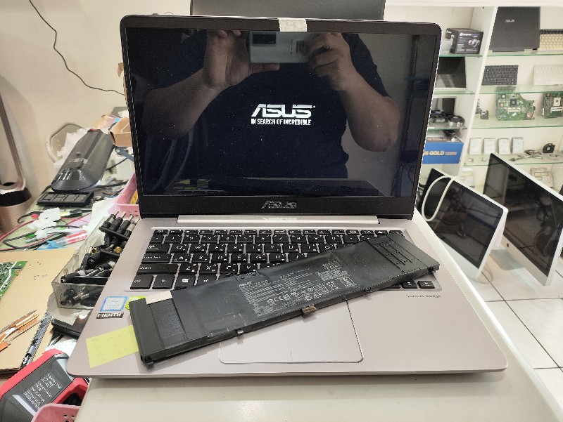 Asus ux410u電池不續電 更換全新電池ok,各廠牌電池都有現貨現場安裝
