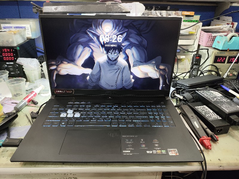 Asus fz707r 滲水嚴重 不開機 實機拆解主機板清潔 電源ic更換 腐蝕零鍵更換ok,開機測全機功能正常，專業主機板維修