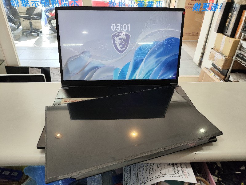 Msi gf75螢幕顯示異常 抖動 殘影 螢幕故障 更換全新螢幕ok,各廠牌螢幕都有現貨現場更換ok