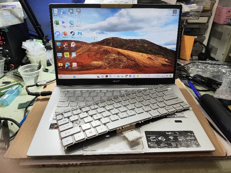 Acer sf314 鍵盤故障 按鍵無反應 實機拆解 更換全新鍵盤ok,各廠牌鍵盤都有現貨現場安裝.nb3c