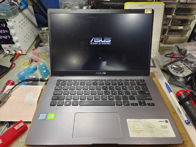 Asus x409f 不開機 不過電 實機拆解 專業主機板維修 查詢ˋ主機板電路 訊號 電原模組 有電源短路 更換零件 ok 開機 專業主機板維修 各廠牌都有維修最快當天維修好 大台中筆電維修 可來電洽詢 line:@nb3c